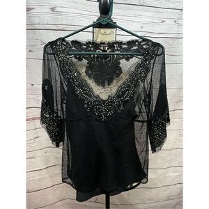 Tocca size 2 black blouse with lining underneath (1813)